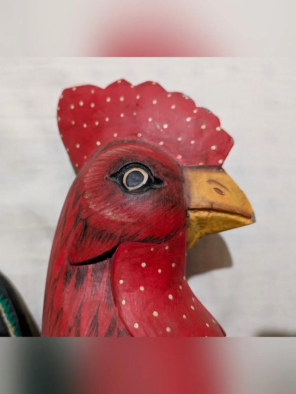 Pier 1 Folk art wooden painted hinged rooster shelf sitter movable wings & legs